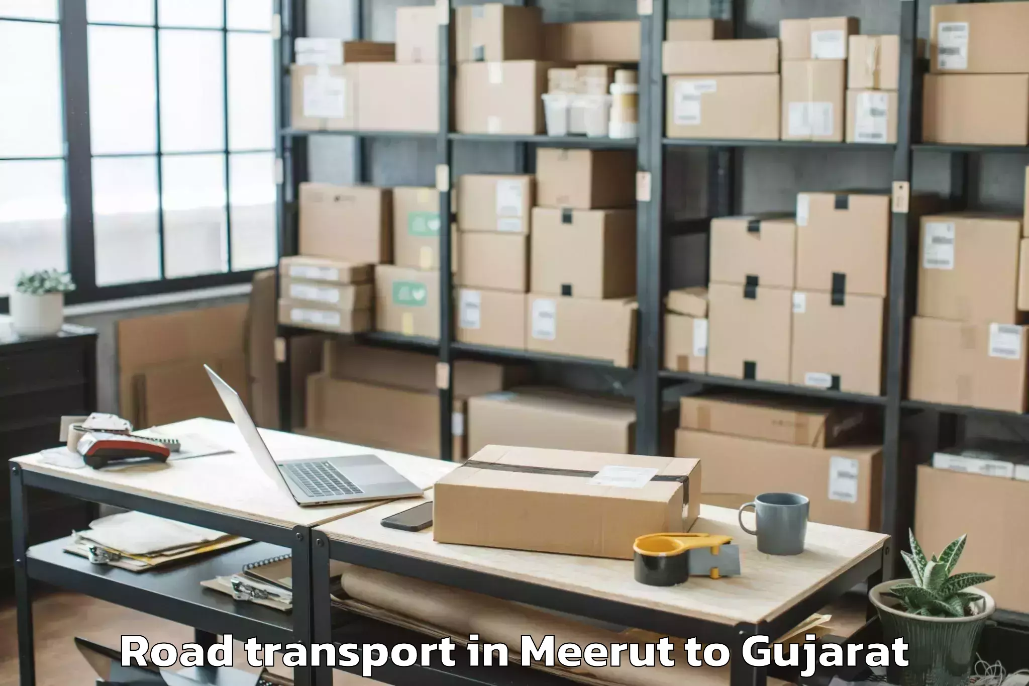 Book Meerut to Delvada Road Transport